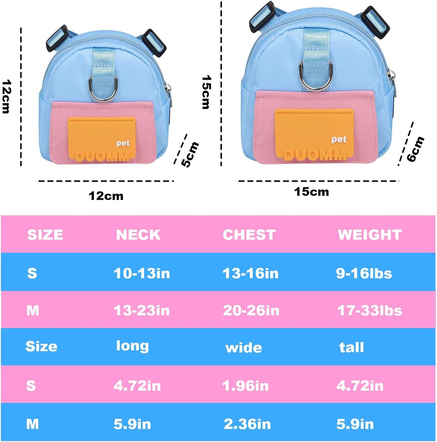 Dog Backpack Harness with Leash, Pet Self Carrier Adjustable Travel Hiking Walking Harness Backpack for Small Medium Dogs, Dog Poop Bag Dispenser