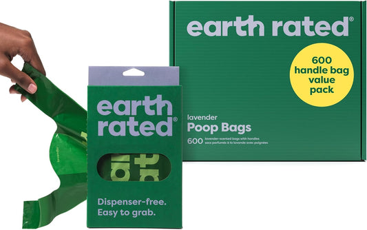 Dog Waste Bags with Handles Value Pack Easy Tie & Guaranteed Leak Proof Lavender 600 Handle Bags