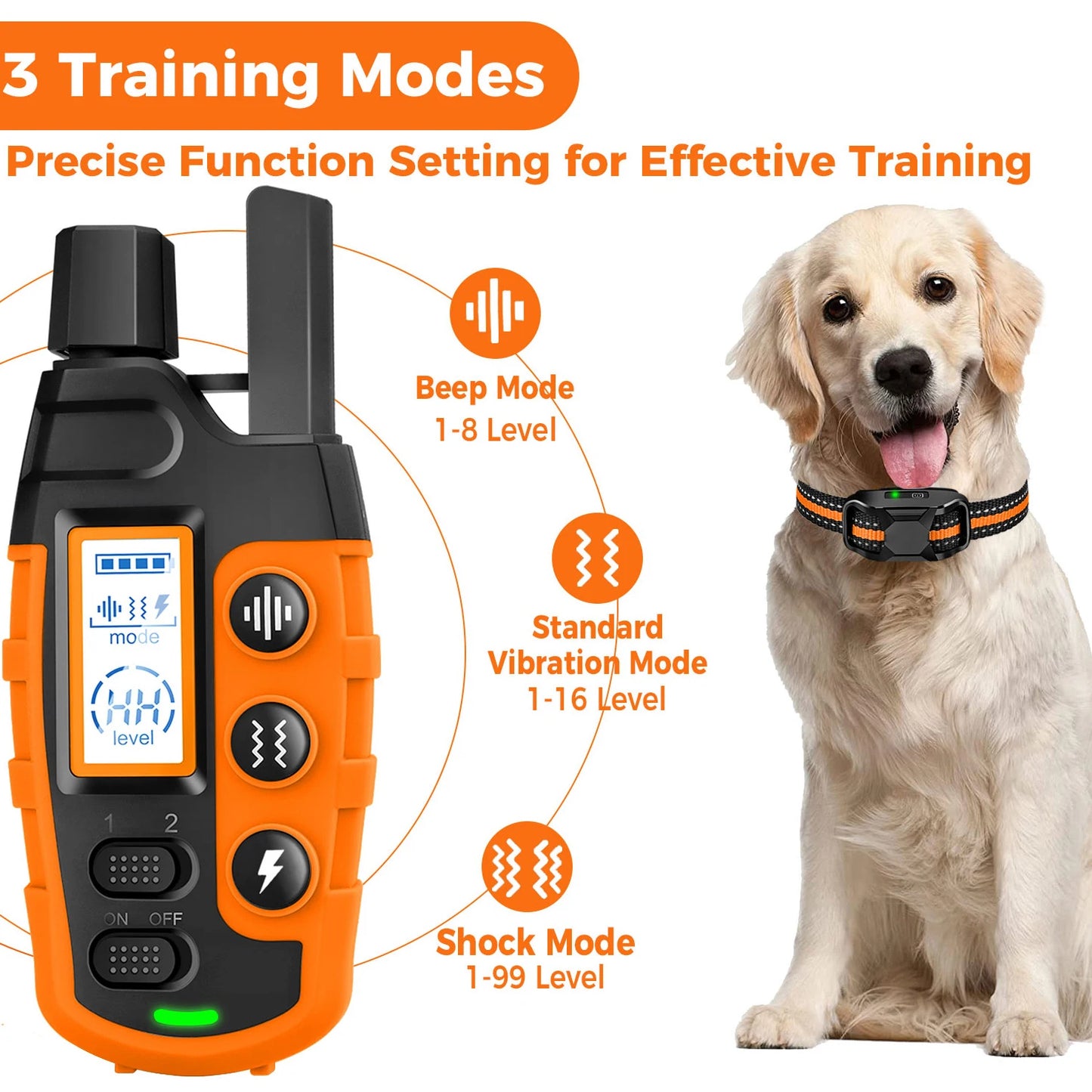 3300Ft Electric Dog Training Collar Remote Control Waterproof Pet Behaviorfor 5-120Lbs Puppy with Shock Vibration