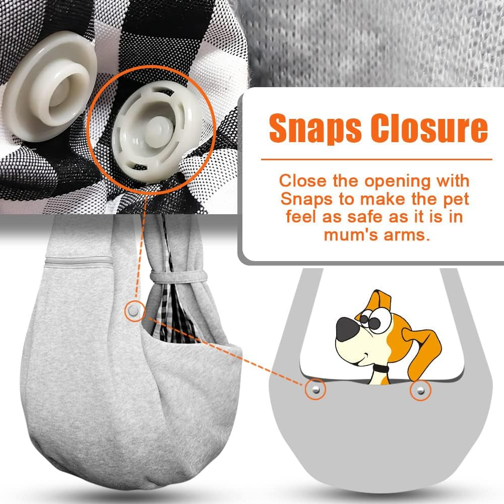 Small Dog Sling Carrier - Zipper Pocket & Adjustable Strap - for 3-10 Lbs Pets(Grey)