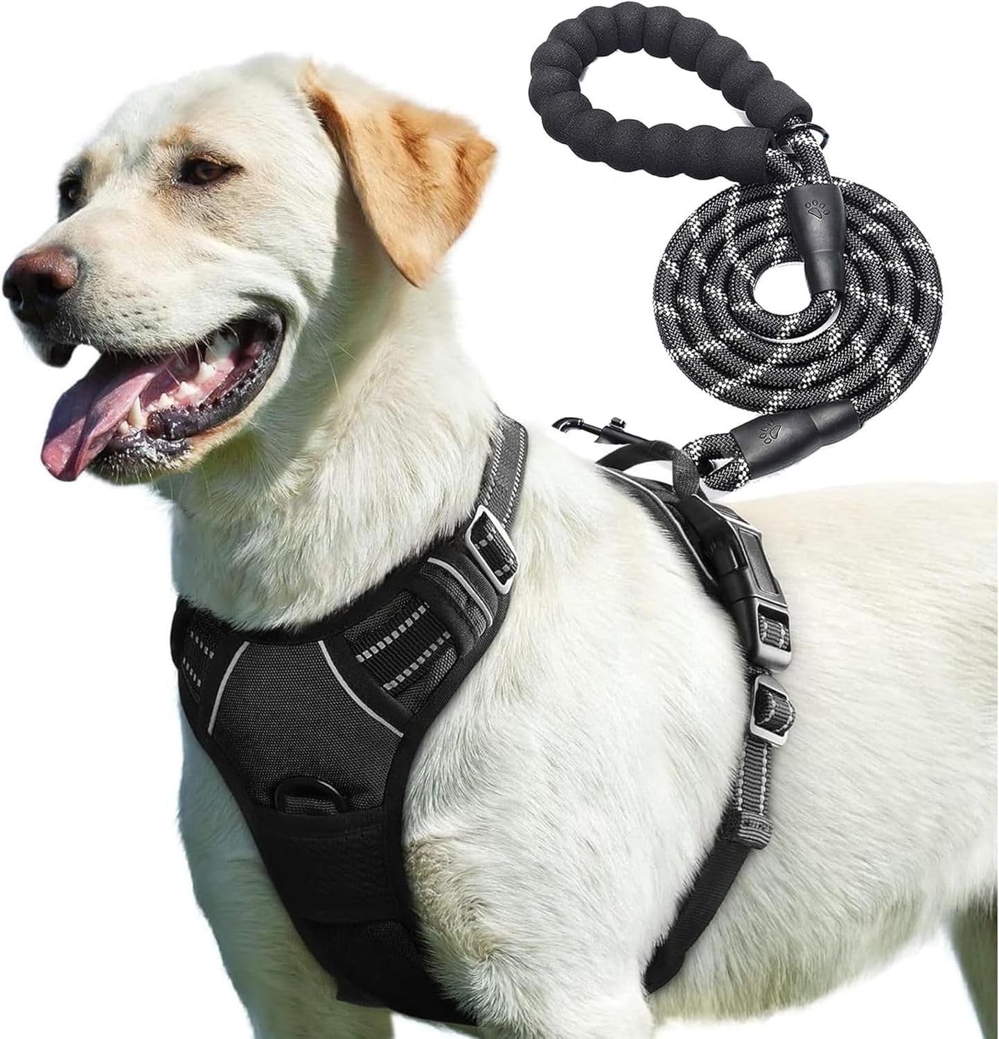 Adjustable No Pull Dog Harness with Free Heavy Duty 5Ft Dog Leash by Petbuds UK