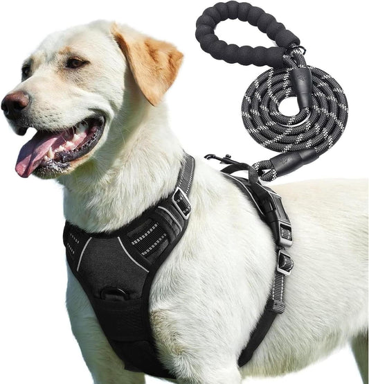 Adjustable No Pull Dog Harness with Free Heavy Duty 5Ft Dog Leash by Petbuds UK