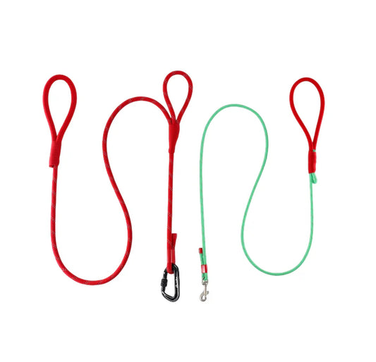 Twin Tails Leash Set - 5Ft Double Handle Dog Leash and 4.5Ft Lightweight Premium Rope Dog Leashes, Kid-Friendly Family Set, Reflective Pet Leashes for Small Medium and Large Dogs