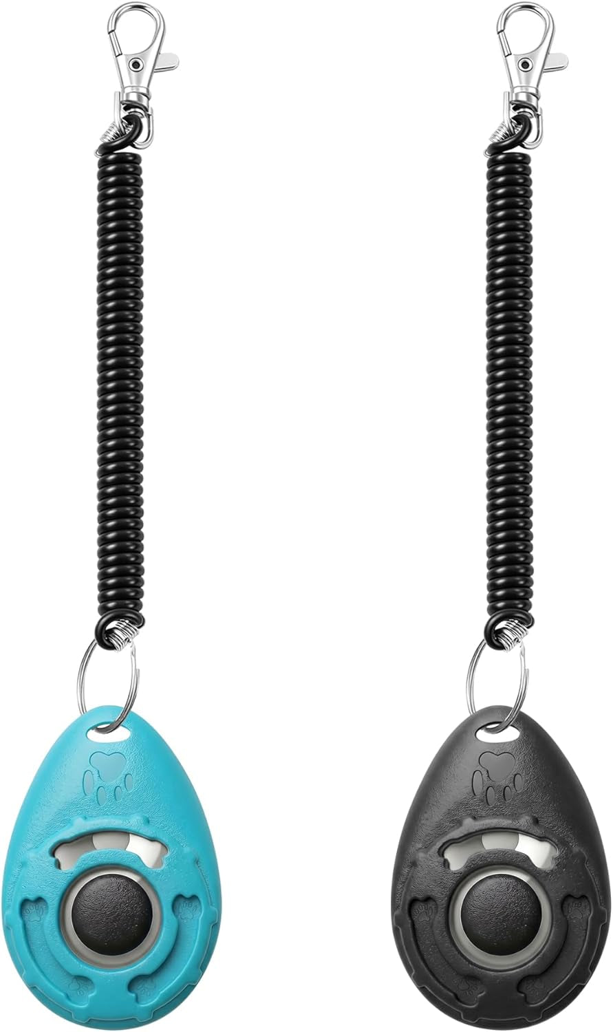 Pet Training Clicker with Wrist Strap - Dog Training Clickers (New Black + Blue)