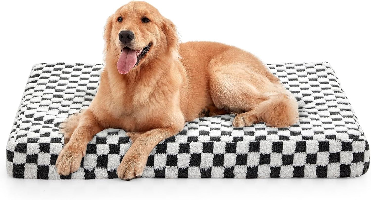 Dog Bed for Medium Dogs, Large Orthopedic Dog Bed with Removable Washable Cover, Cute Modern Plush & Memory Egg Crate Foam Dog Bed(Black))