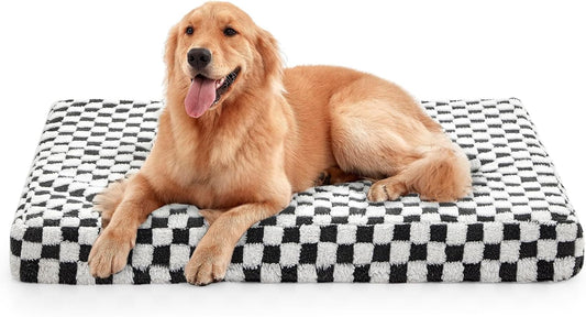 Dog Bed for Medium Dogs, Large Orthopedic Dog Bed with Removable Washable Cover, Cute Modern Plush & Memory Egg Crate Foam Dog Bed(Black))