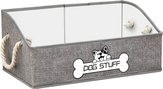 Dog Toy Box, Large Dog Toys Storage with Handle, Fabric Trapezoid Dog Toy Bin, Collapsible Basket Chest Organizer, Perfect for Pet Toys, Blankets, Dog Toys and Accessories