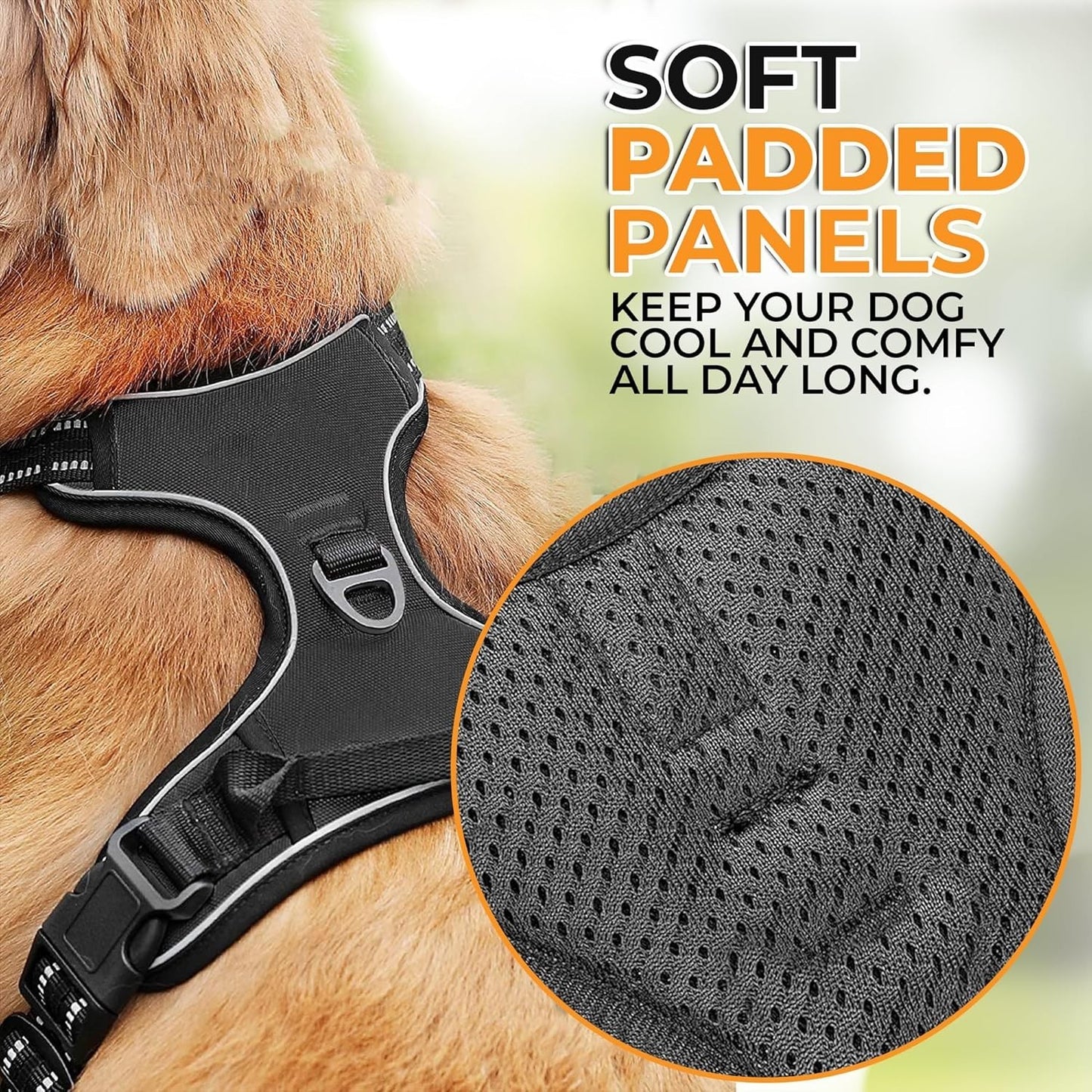 Adjustable No Pull Dog Harness with Free Heavy Duty 5Ft Dog Leash by Petbuds UK
