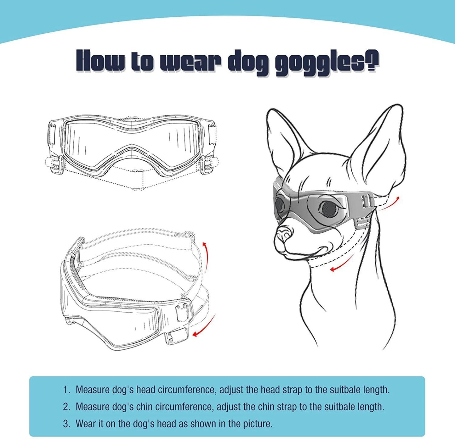 Dog & Cat Outdoor UV Protection Sunglasses Pet Goggles with Adjustable Straps