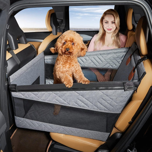 Dog Car Seat for Medium Dogs,Back Seat Extender for Dogs,Large & Small Dog Car Seat Cover for Back Seat, Dog Hammock for Car Back Seat Dog Bed Mattress,Pet Car Seat for Car SUV Truck(Grey-S)
