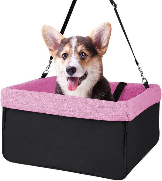 Car Travel Dog Booster Seats, Portable and Breathable Pet Seats Dog Carrier with Seat Belt, Travel Safety Lookout Dog Booster Seat 16-In