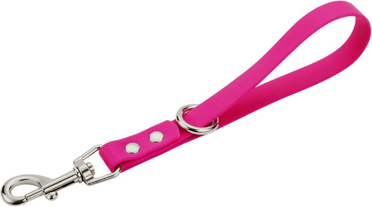 Dog Training Agility Leash - 9 Inch Pink PVC Short Leash with Grab Tab for Close Control and Safety