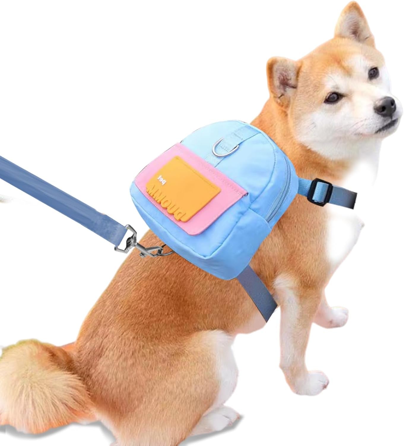 Dog Backpack Harness with Leash, Pet Self Carrier Adjustable Travel Hiking Walking Harness Backpack for Small Medium Dogs, Dog Poop Bag Dispenser