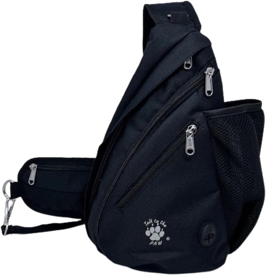 Dog Walking Bag - Training Treat Pouch - Poop Bag Dispenser - Dog Treat Bag with Hands Free Leash (Black)