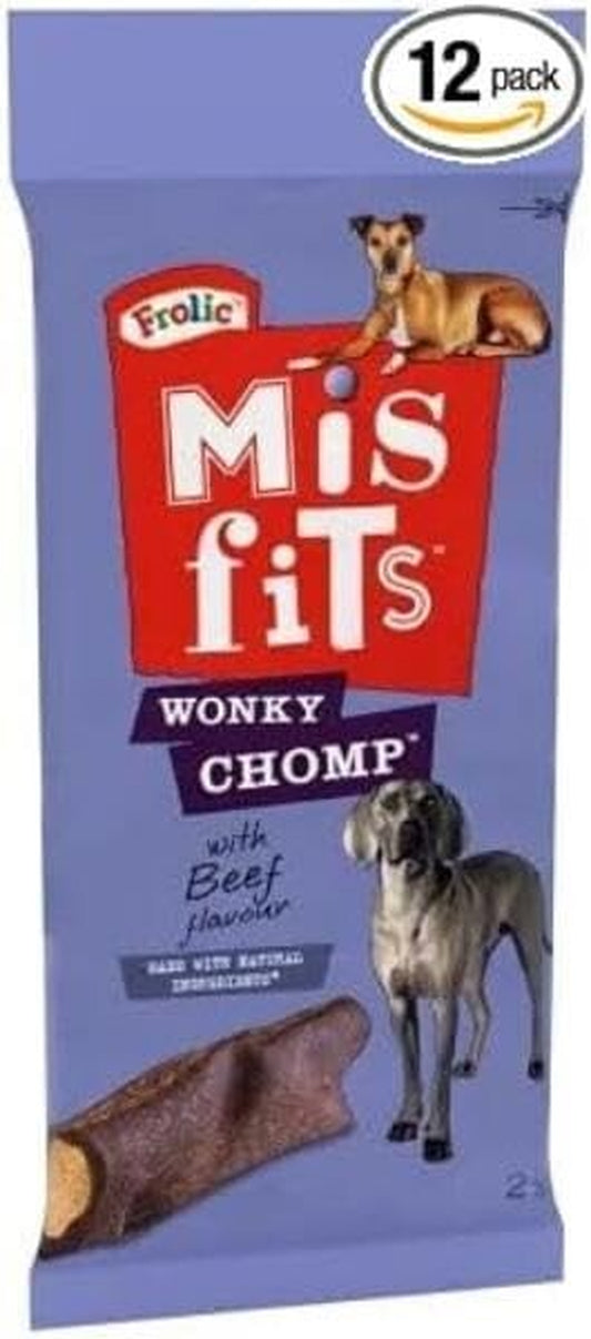 Misfits Wonky Chomp Dog Treats, with Beef – Pack of 12 (12 X 170 G)