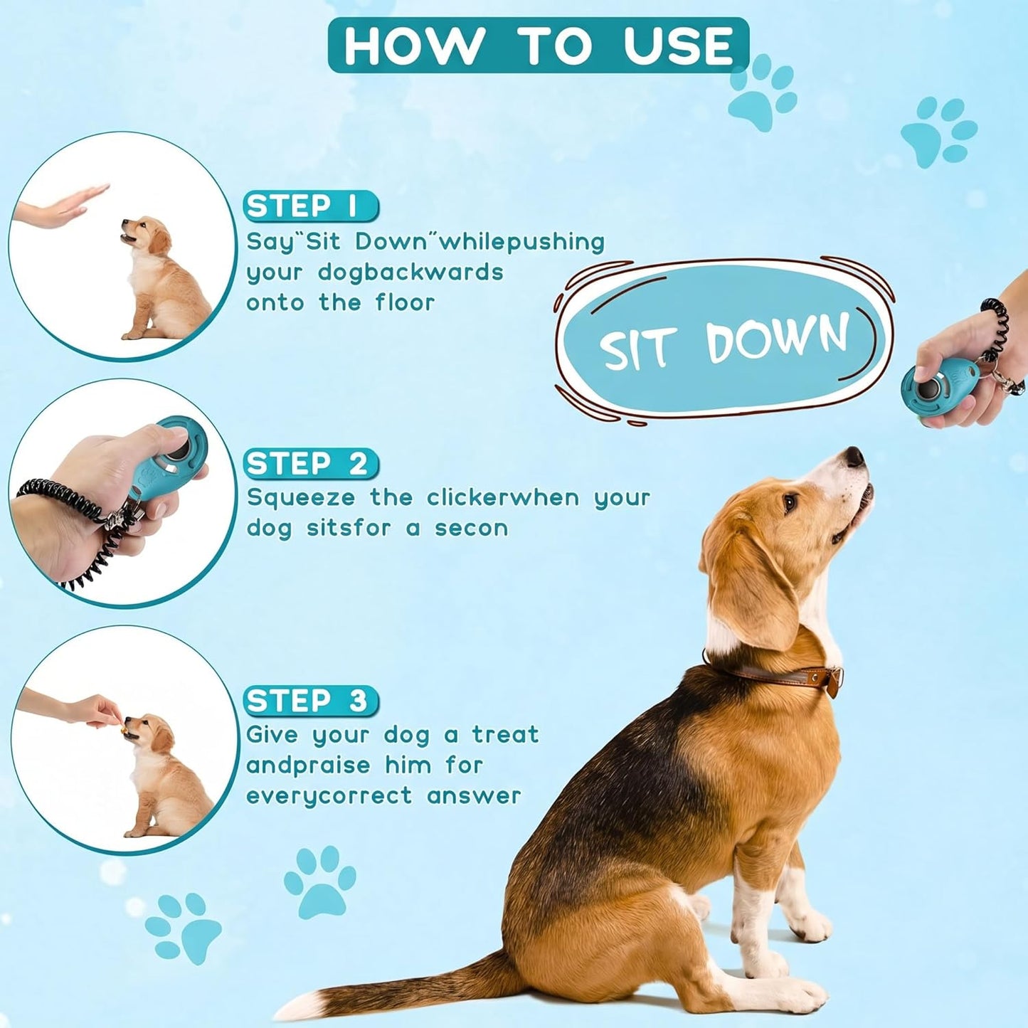 Pet Training Clicker with Wrist Strap - Dog Training Clickers (New Black + Blue)
