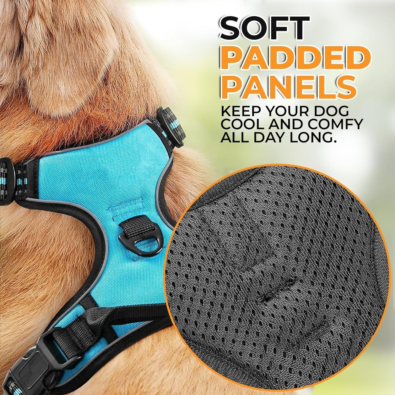 Adjustable No Pull Dog Harness with Free Heavy Duty 5Ft Dog Leash by Petbuds UK