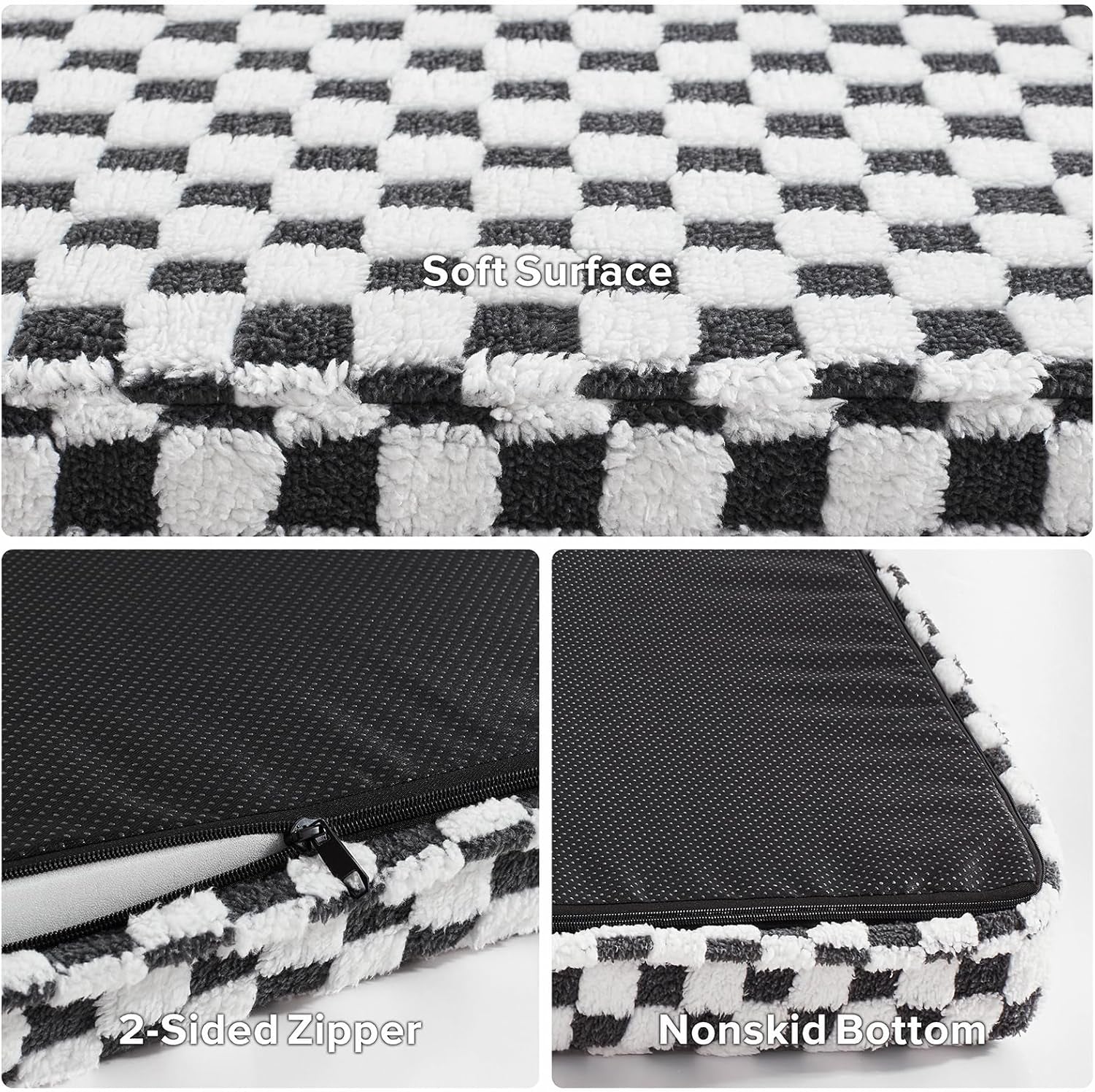 Dog Bed for Medium Dogs, Large Orthopedic Dog Bed with Removable Washable Cover, Cute Modern Plush & Memory Egg Crate Foam Dog Bed(Black))