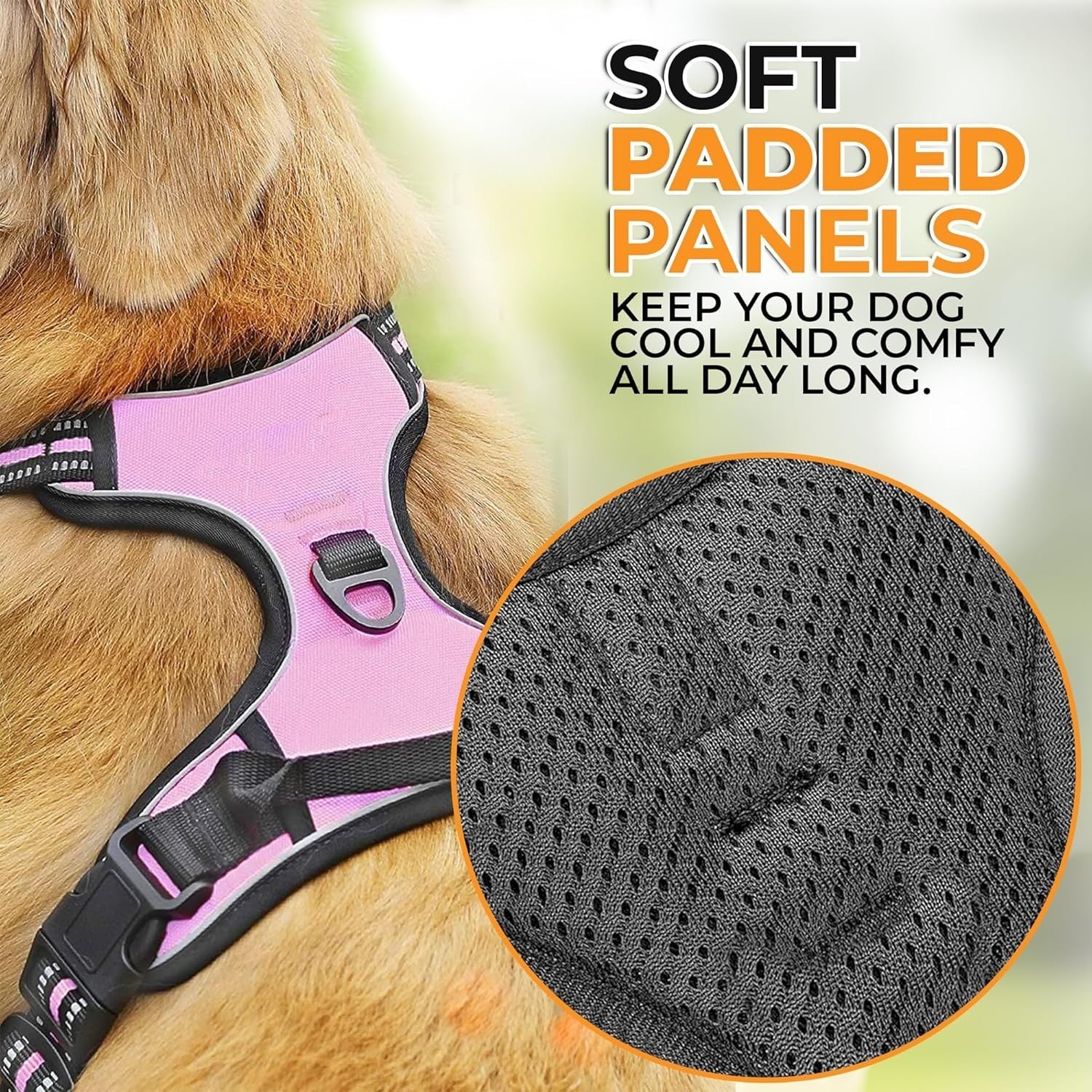 Adjustable No Pull Dog Harness with Free Heavy Duty 5Ft Dog Leash by Petbuds UK