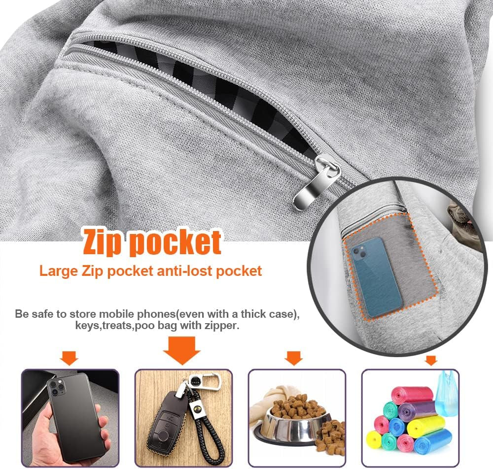 Small Dog Sling Carrier - Zipper Pocket & Adjustable Strap - for 3-10 Lbs Pets(Grey)